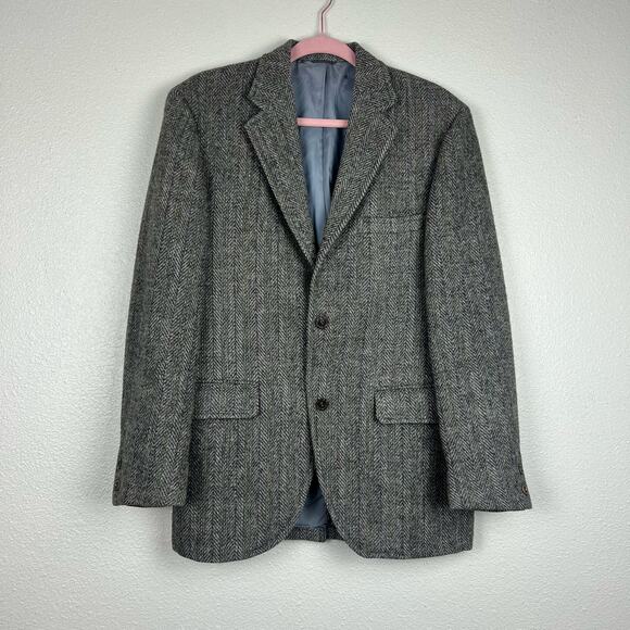Harris Tweed Other - Harris Tweed Gray Herringbone Wool Blazer Sport Coat by Mawest Size Approx 40R